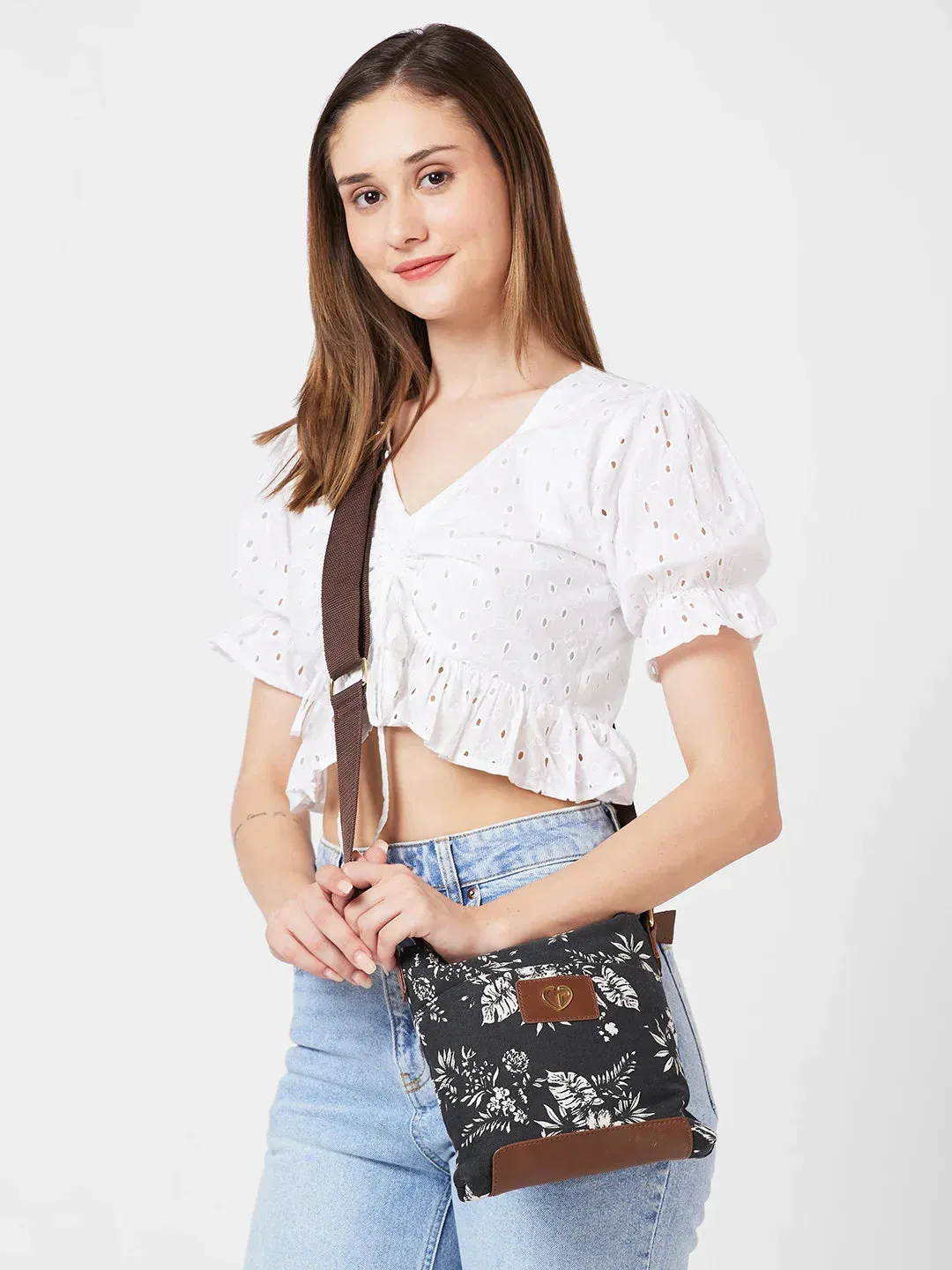 Caprese Kendall Medium Black Sling Bag