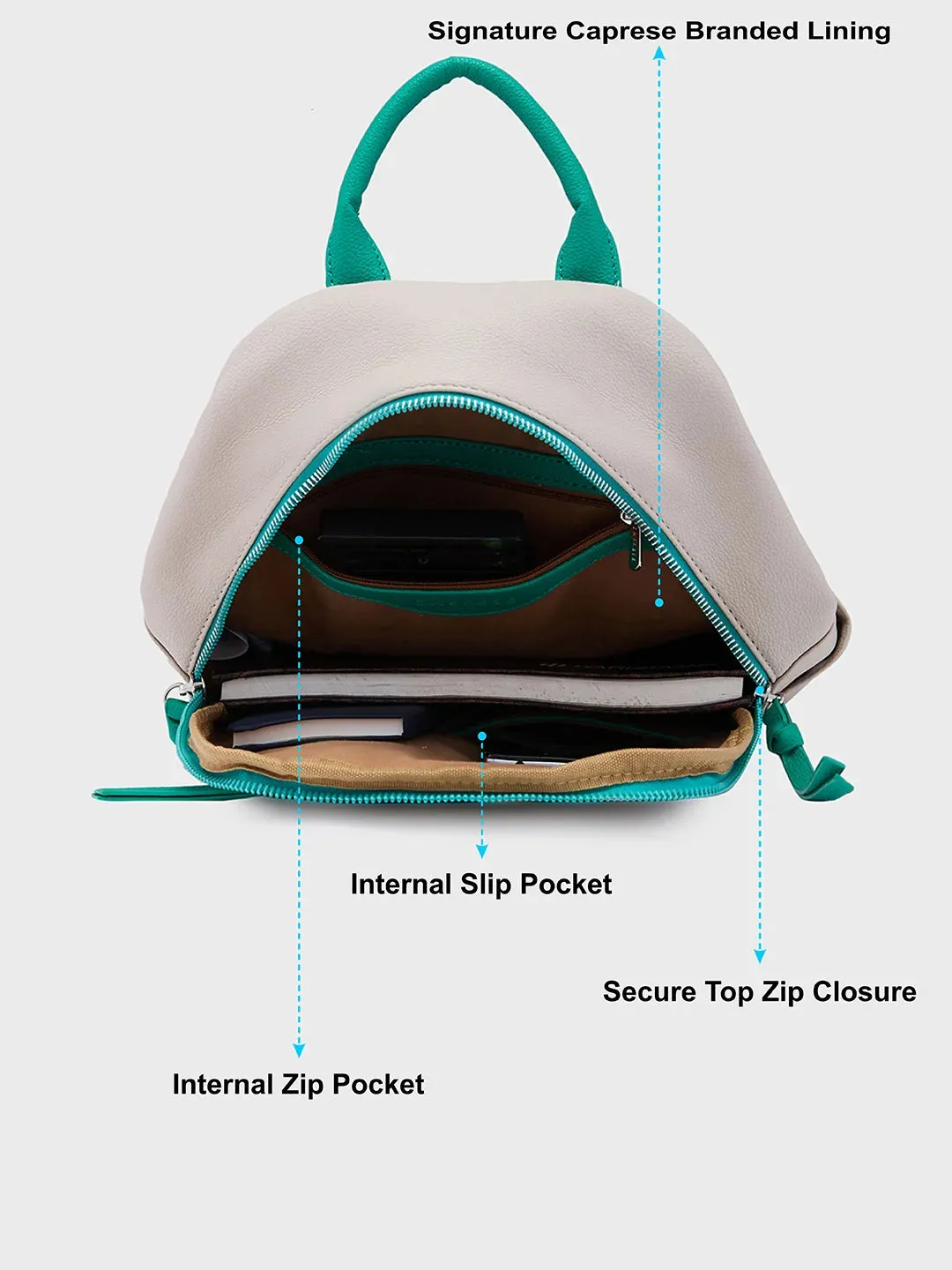 Caprese Tia Medium Beige Backpack
