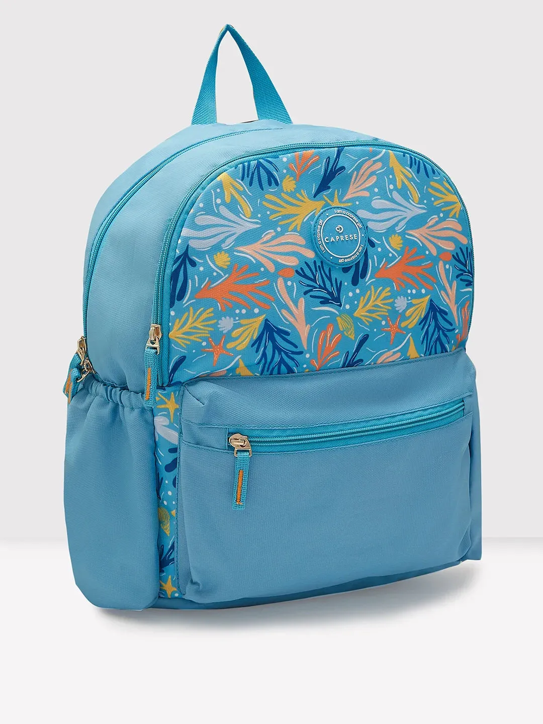 Caprese Xenia Medium Light Blue Printed Backpack