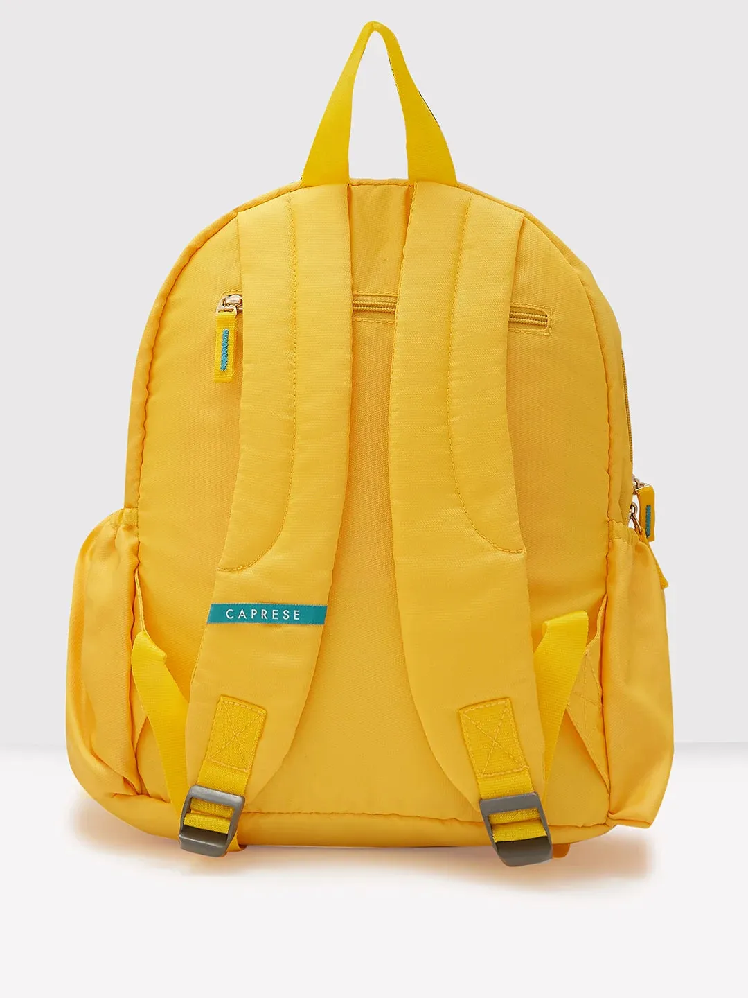 Caprese Xenia Medium Yellow Printed Backpack