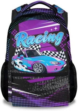 Car Backpack for School - 17 Inches Colorful Backpacks for Girls, Boys - Cool Bookbag for Elementary