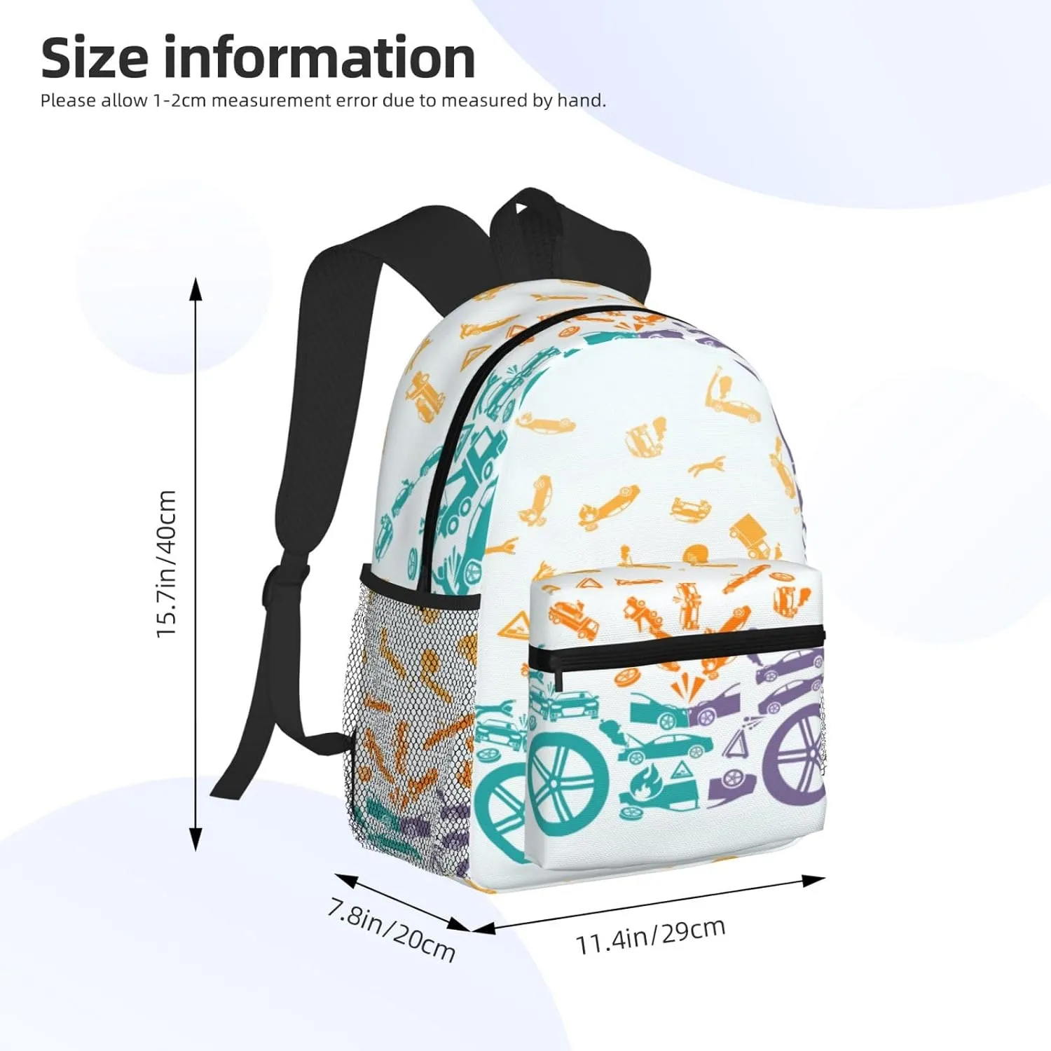 Car Crash Backpack, Travel Laptop Backpack Computer Bag Rucksack for Men Women Business Work Fits 15.6 Inch Notebook