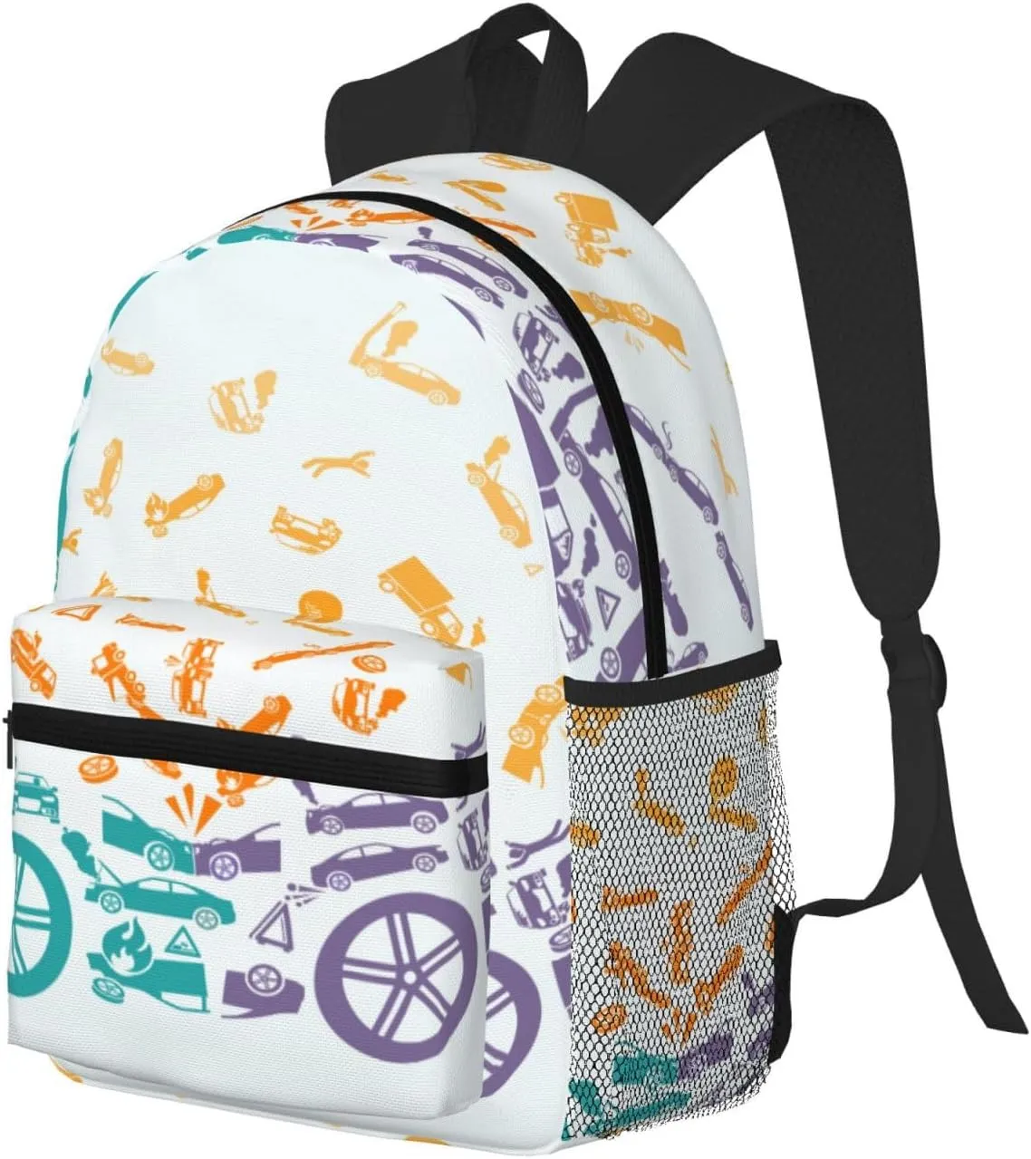Car Crash Backpack, Travel Laptop Backpack Computer Bag Rucksack for Men Women Business Work Fits 15.6 Inch Notebook