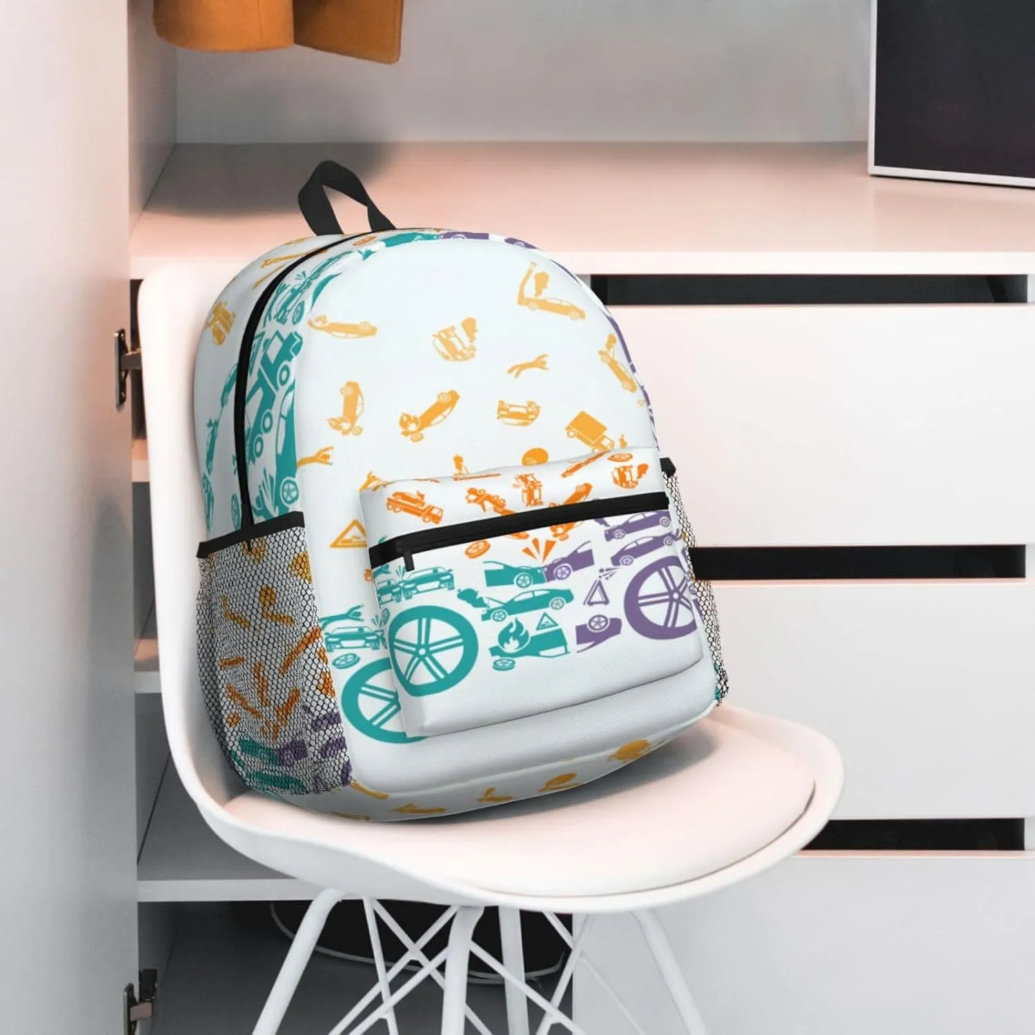 Car Crash Backpack, Travel Laptop Backpack Computer Bag Rucksack for Men Women Business Work Fits 15.6 Inch Notebook