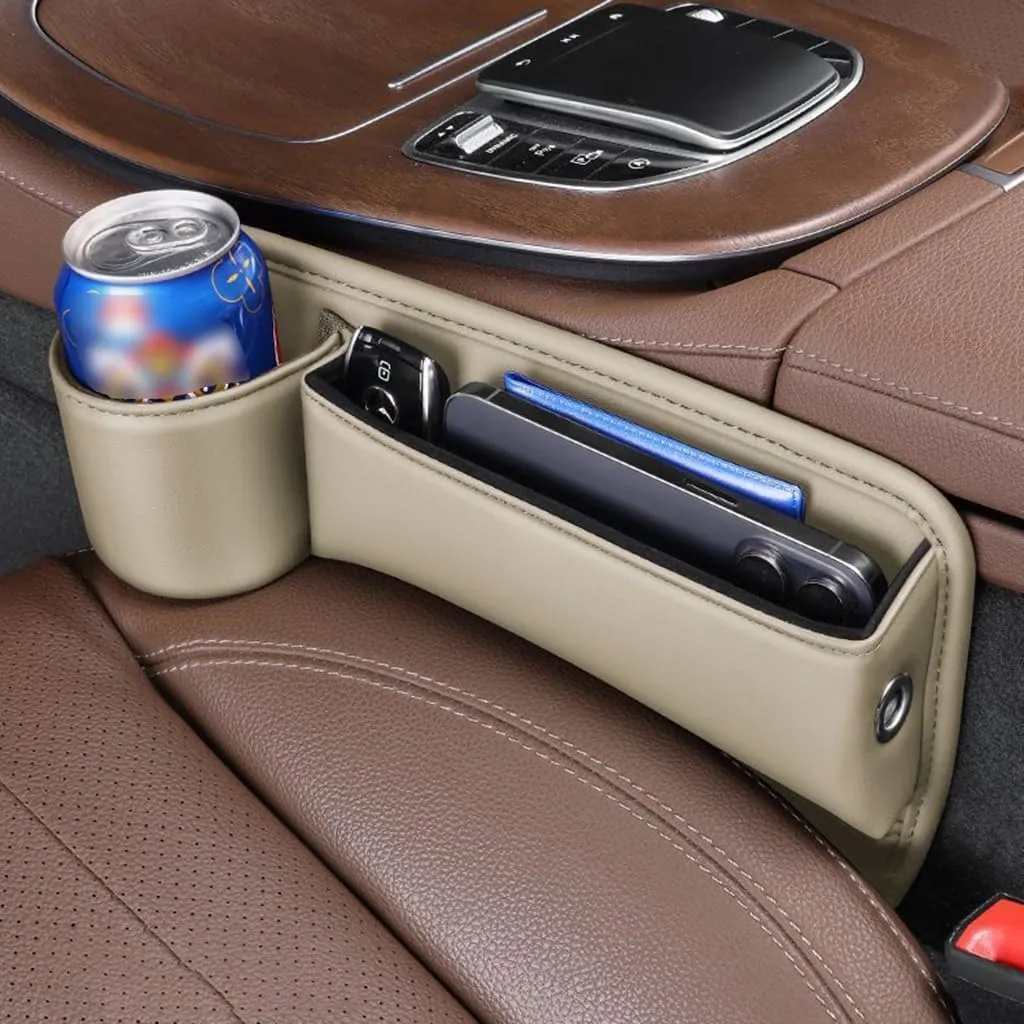 Car Seat Gap Filler Organizer for Mazda 3 IV Hatchback 2019 2020 2021 2022 2023 2024, Car Gap Filler Car Seat Storage Box Seat Gap Storage Box Car Accessories,Beige