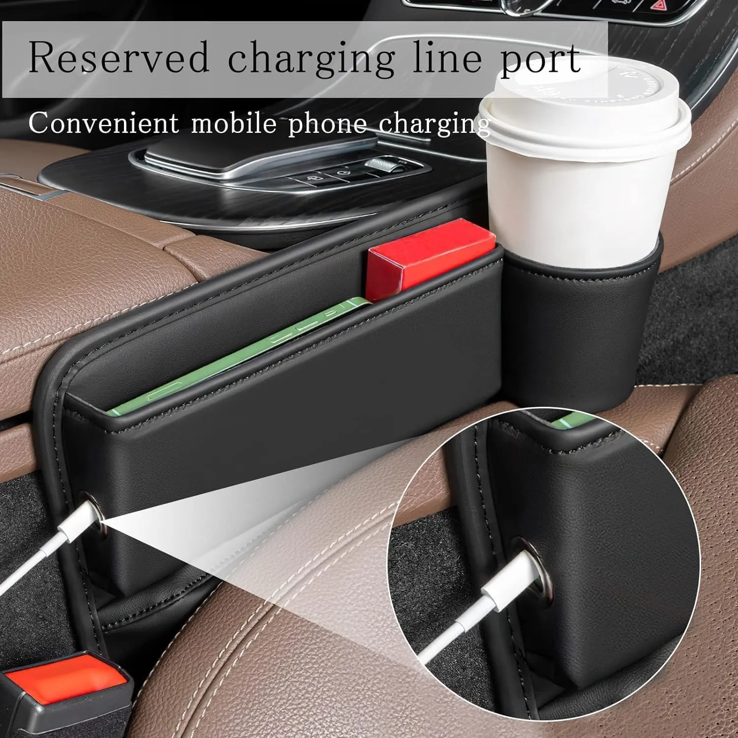 Car Seat Gap Filler Organizer for Mazda 3 IV Hatchback 2019 2020 2021 2022 2023 2024, Car Gap Filler Car Seat Storage Box Seat Gap Storage Box Car Accessories,Beige