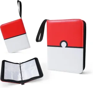 Card Binder 4 Pocket, Trading Card Binder Fits 400 Cards with 50 Removable Sleeves Portable Zippered Game Card Album Organizer Book for Collectible Sports Gaming Cards Storage and Travel Gifts​​ C