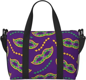 Carnival Masks and Beads Travel Bag for Women Men Weekender Bags Carry on Overnight Bag Tote Bag Yoga Gym Bag for Gym, Work, Travel, Weekend, Personal Items