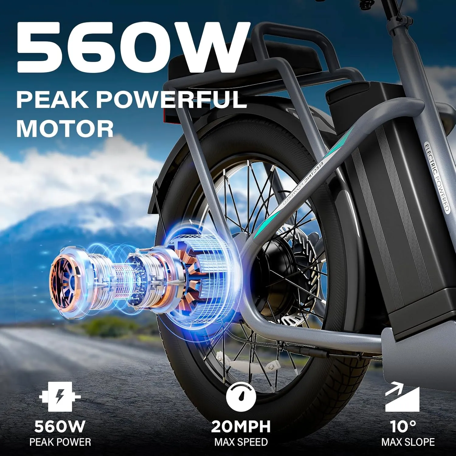 Caroma Peak 1200W Electric Scooter with Seat, 20" Fat Tire Electric Bike with 48V Removable Battery, Up to 30Miles & 20MPH, Adult Electric Bicycles for Commuting with Basket&Adjustable Seat
