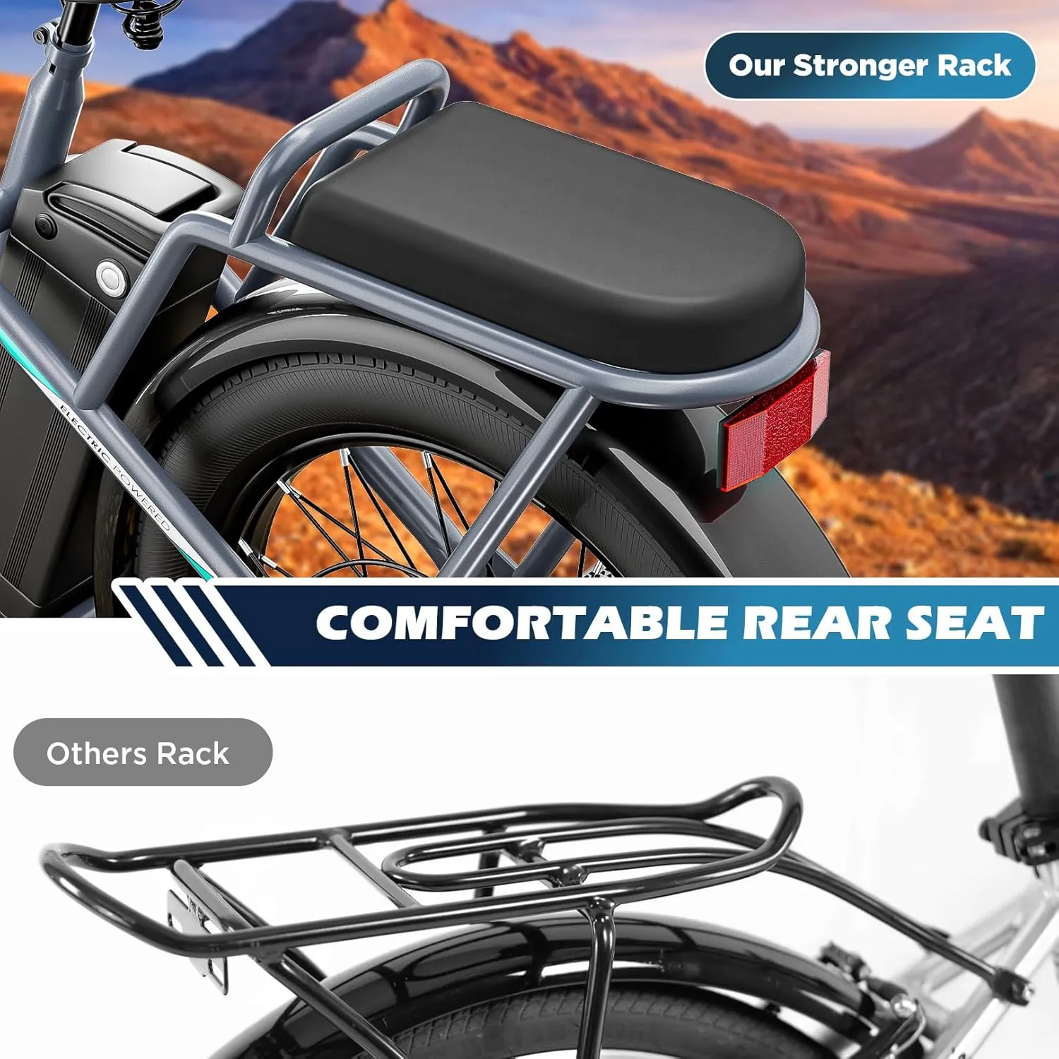 Caroma Peak 1200W Electric Scooter with Seat, 20" Fat Tire Electric Bike with 48V Removable Battery, Up to 30Miles & 20MPH, Adult Electric Bicycles for Commuting with Basket&Adjustable Seat