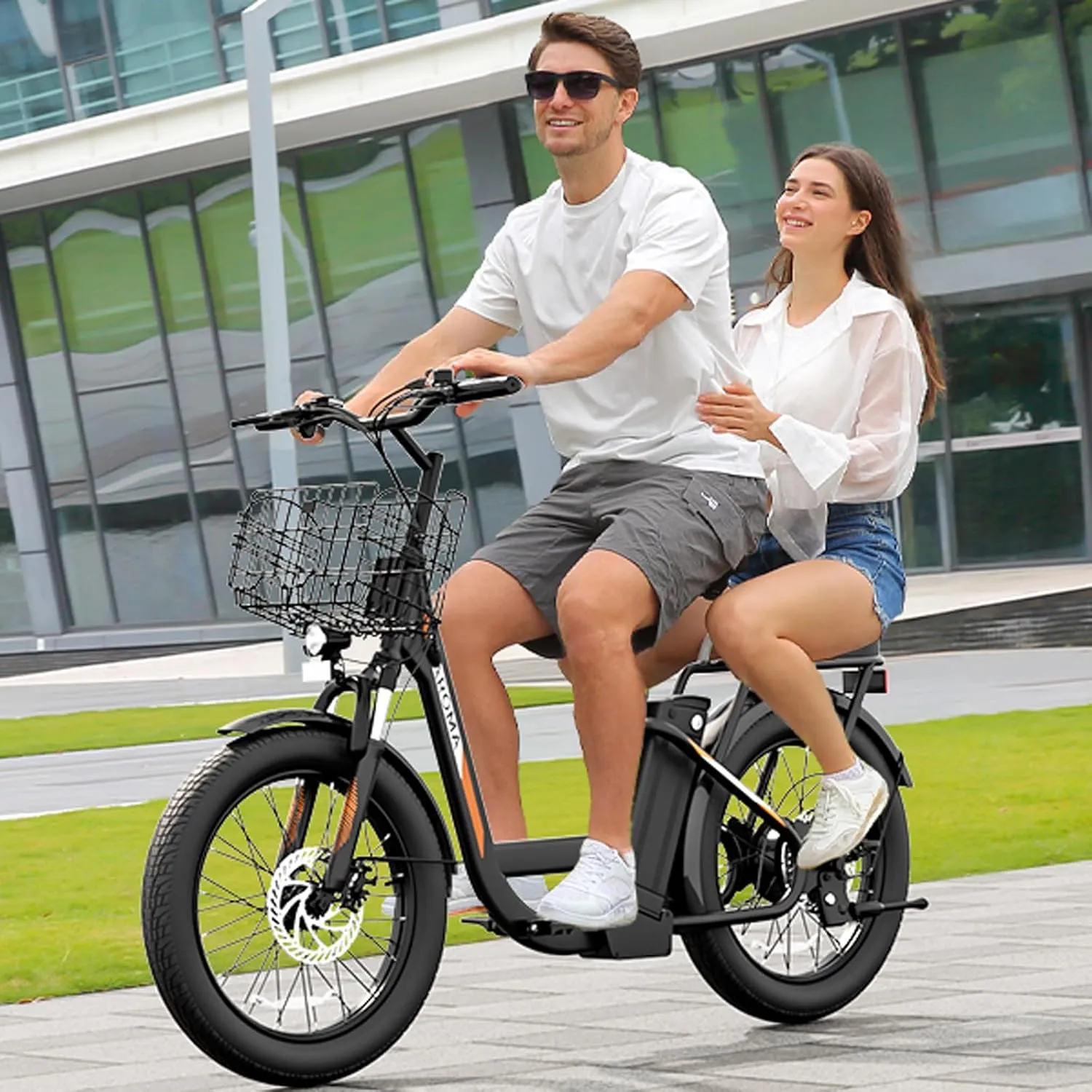 Caroma Peak 1200W Electric Scooter with Seat, 20" Fat Tire Electric Bike with 48V Removable Battery, Up to 30Miles & 20MPH, Adult Electric Bicycles for Commuting with Basket&Adjustable Seat