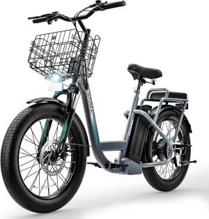 Caroma Peak 1200W Electric Scooter with Seat, 20" Fat Tire Electric Bike with 48V Removable Battery, Up to 30Miles & 20MPH, Adult Electric Bicycles for Commuting with Basket&Adjustable Seat