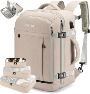 Carry On Backpack for Men Women,42L Flight Approved Travel Backpack with 4 Packing cubes,Expandable Water-resistant 17Inch Laptop Backpack,Casual Daypack Businless Weekend Hiking