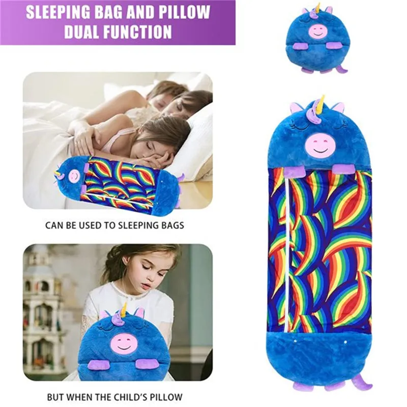 Cartoon Animal Sleeping Bag with Pillow for Kids Boys Girls Sleepovers Camping