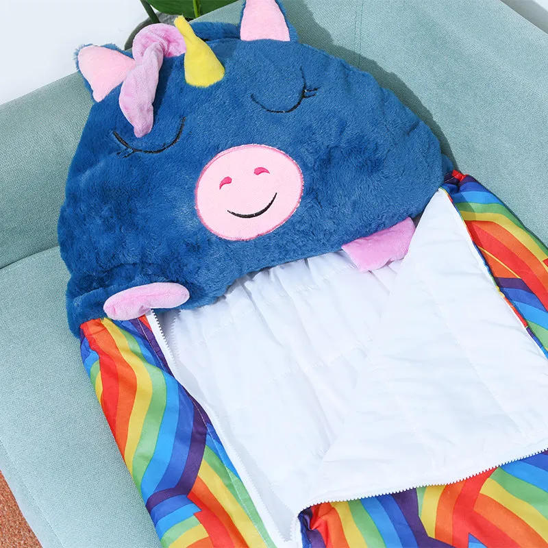 Cartoon Animal Sleeping Bag with Pillow for Kids Boys Girls Sleepovers Camping