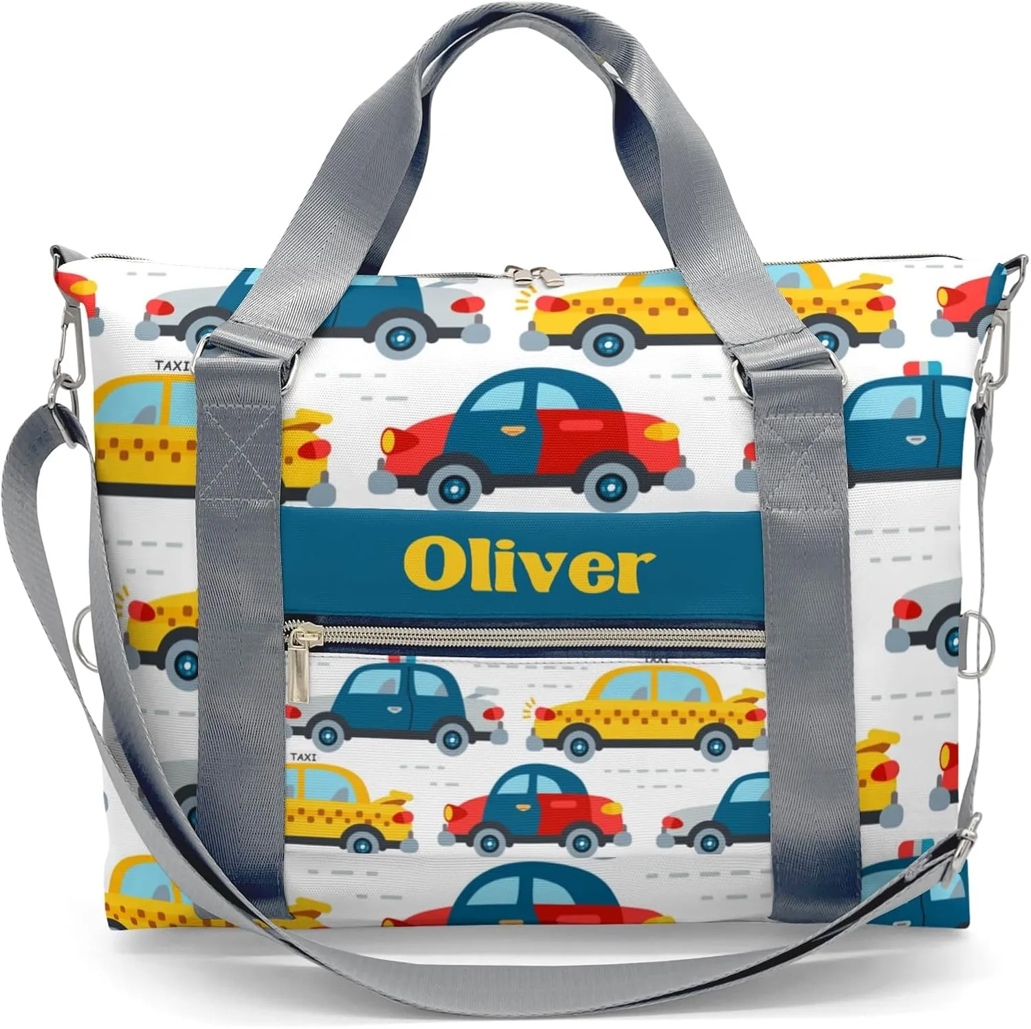 Cartoon Police Car Taxi Personalized Kids Duffel Swim Bag for Boys,Customized Swim Duffle Bag for Boys Man Kids Gifts