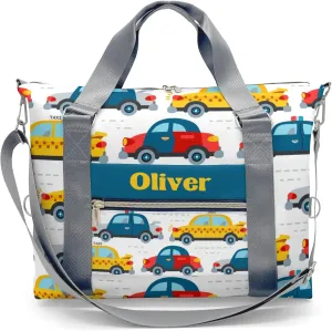 Cartoon Police Car Taxi Personalized Kids Duffel Swim Bag for Boys,Customized Swim Duffle Bag for Boys Man Kids Gifts