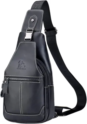 Casual One Crossbody Shoulder Bag for Men, Vintage Genuine Leather Daypack Backpacks for Daily Travel Outdoor