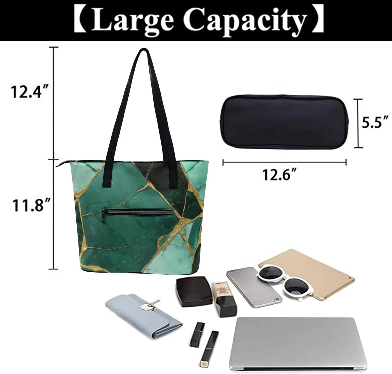 Casual Unsiex Tote Bag, Men and Women Lightweight Handbag with Compartment for Business, Travel