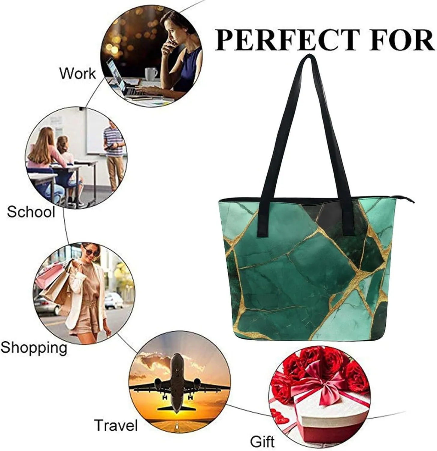 Casual Unsiex Tote Bag, Men and Women Lightweight Handbag with Compartment for Business, Travel