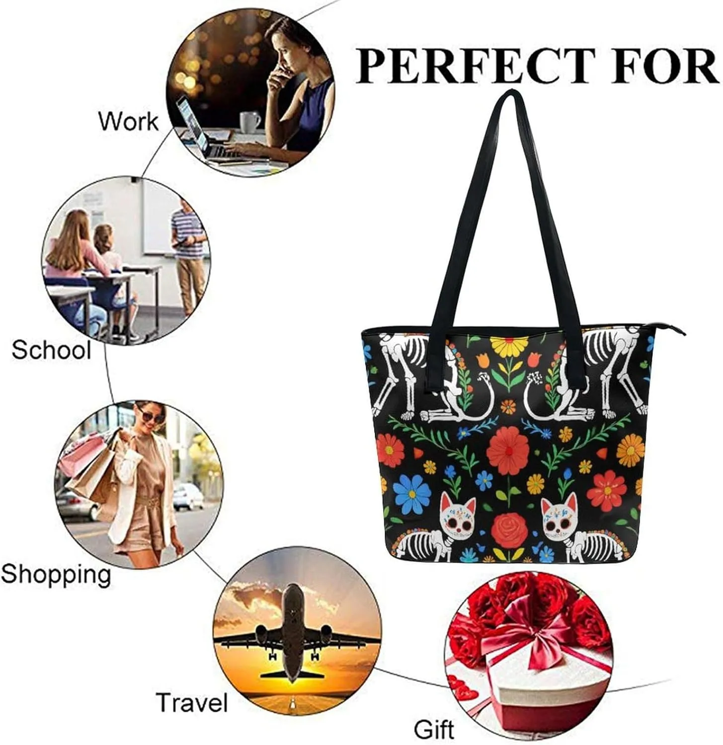 Casual Unsiex Tote Bag, Men and Women Lightweight Handbag with Compartment for Business, Travel