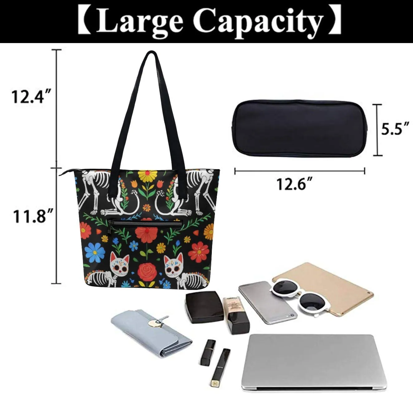 Casual Unsiex Tote Bag, Men and Women Lightweight Handbag with Compartment for Business, Travel