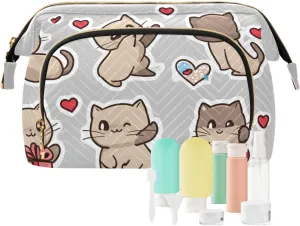 Cats Gift Grey and Brown Cosmetic Bag Zipper Travel Cosmetic Bag For Women Change Purse for Women Travel