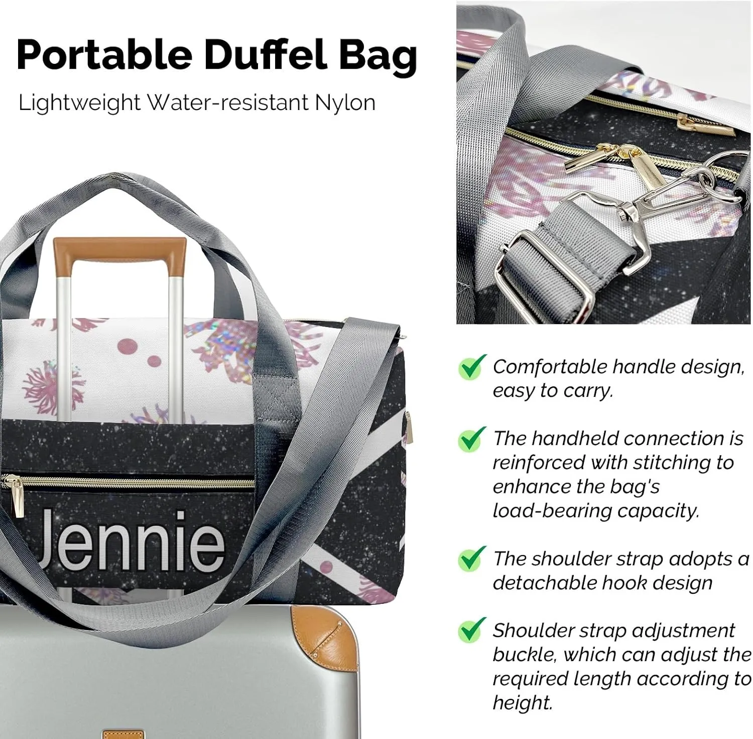 Cheer Sports Gym Duffel Bag Overnight Bag Duffle Bag Gymnastics Bag Sleepover Bag with Shoe Compartment,Cameo Brown