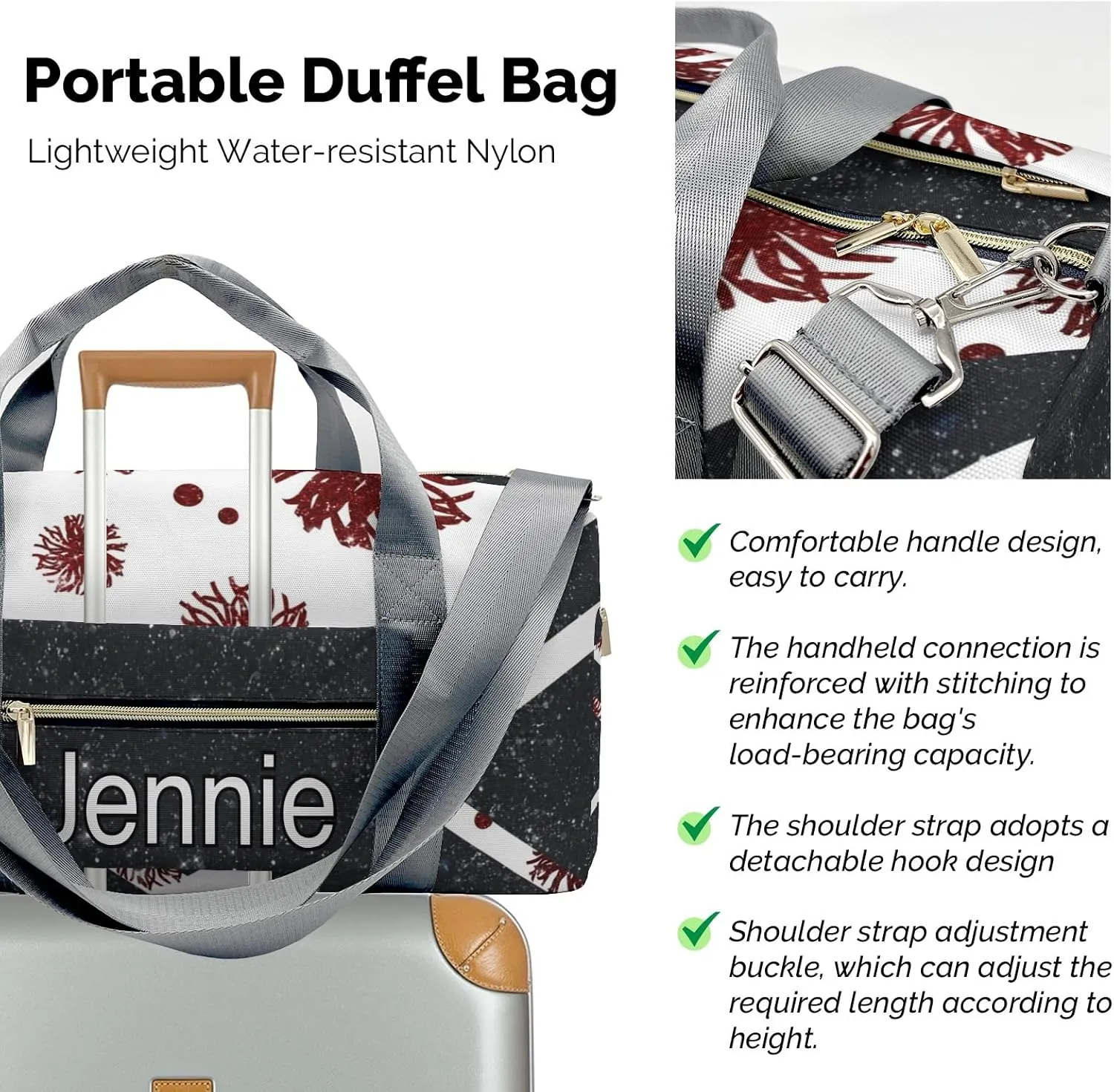 Cheer Sports Gym Duffel Bag Overnight Bag Duffle Bag Gymnastics Bag Sleepover Bag with Shoe Compartment,Crimson