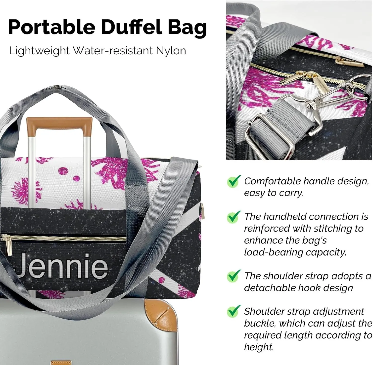 Cheer Sports Gym Duffel Bag Overnight Bag Duffle Bag Gymnastics Bag Sleepover Bag with Shoe Compartment,Reddish Violet