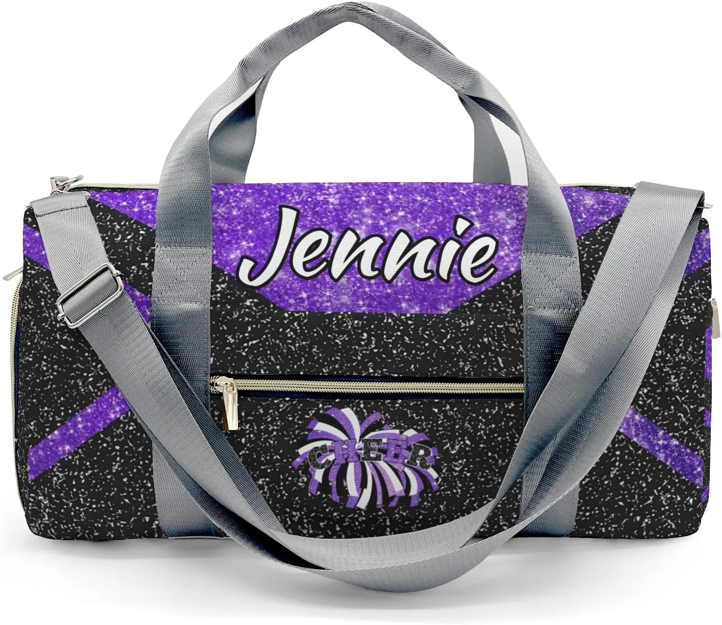 Cheerleaders Duffle Bag Teens Athletic Sport Gym Duffel Bag with Shoe Compartment Weekender Travel Bag,Bright Purple