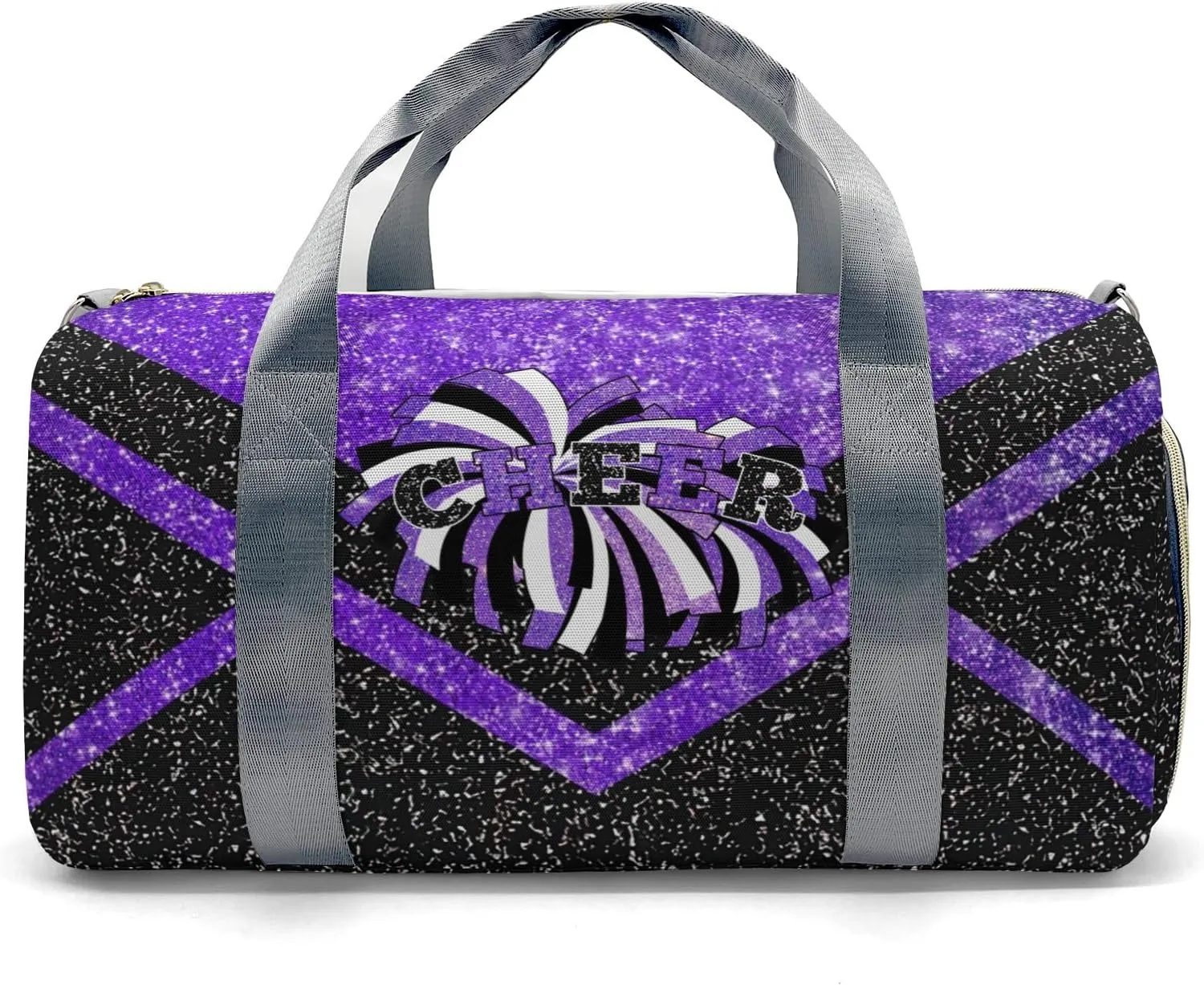 Cheerleaders Duffle Bag Teens Athletic Sport Gym Duffel Bag with Shoe Compartment Weekender Travel Bag,Bright Purple