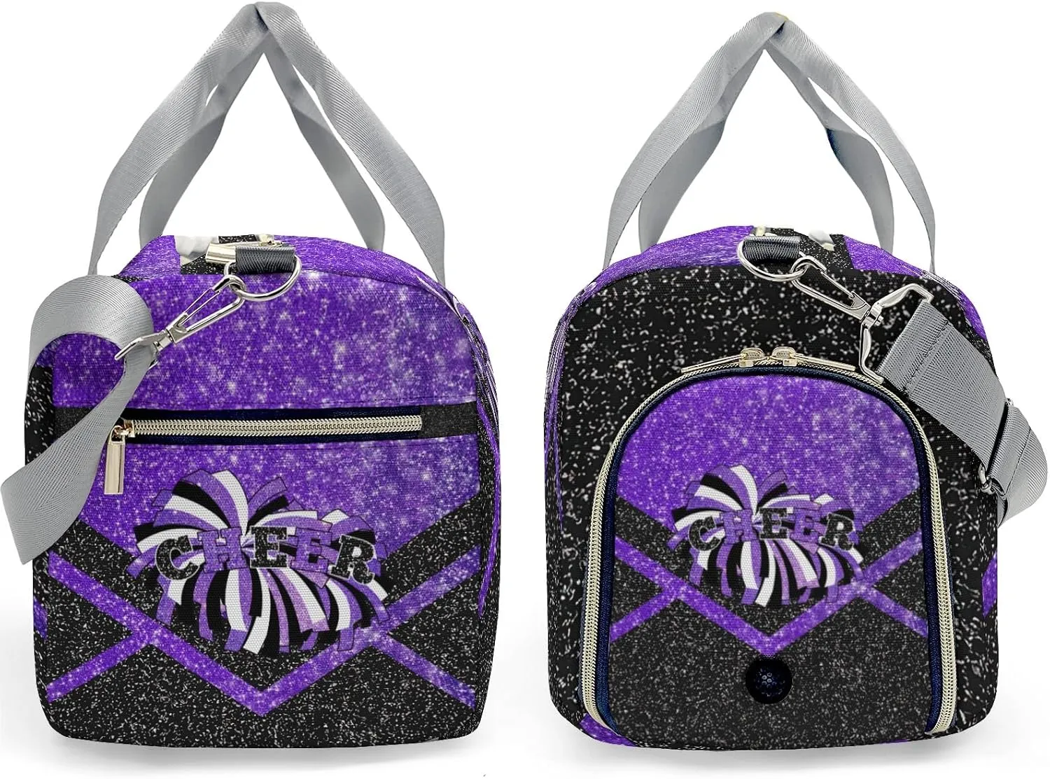 Cheerleaders Duffle Bag Teens Athletic Sport Gym Duffel Bag with Shoe Compartment Weekender Travel Bag,Bright Purple