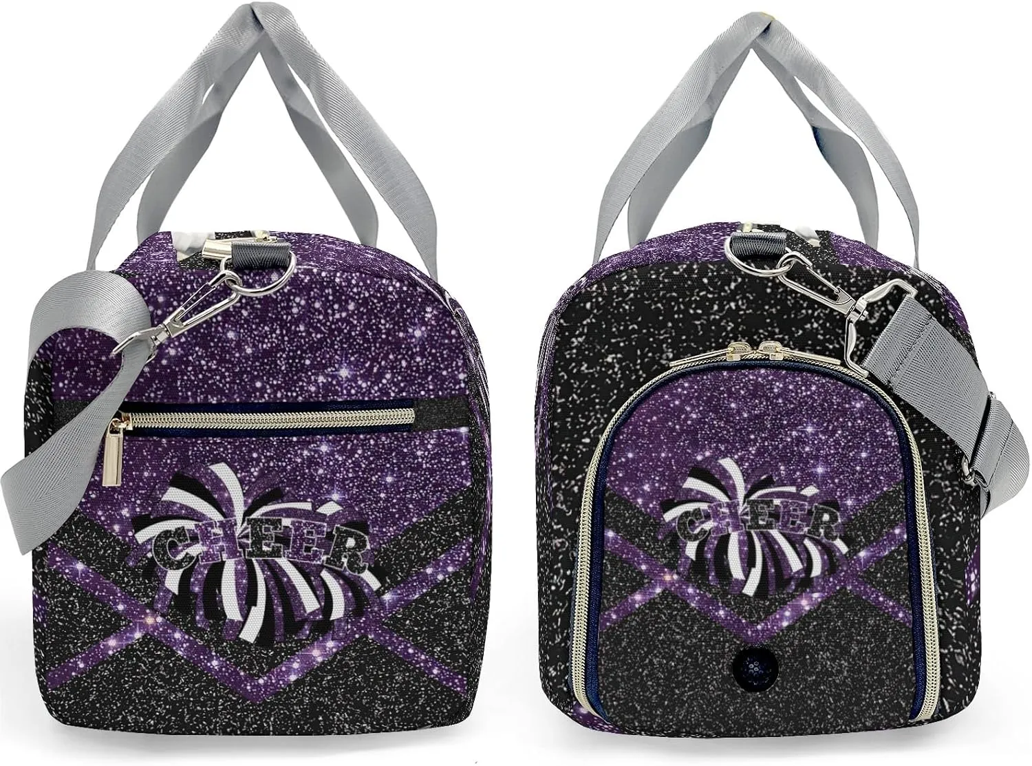 Cheerleaders Duffle Bag Teens Athletic Sport Gym Duffel Bag with Shoe Compartment Weekender Travel Bag,Dark Purple