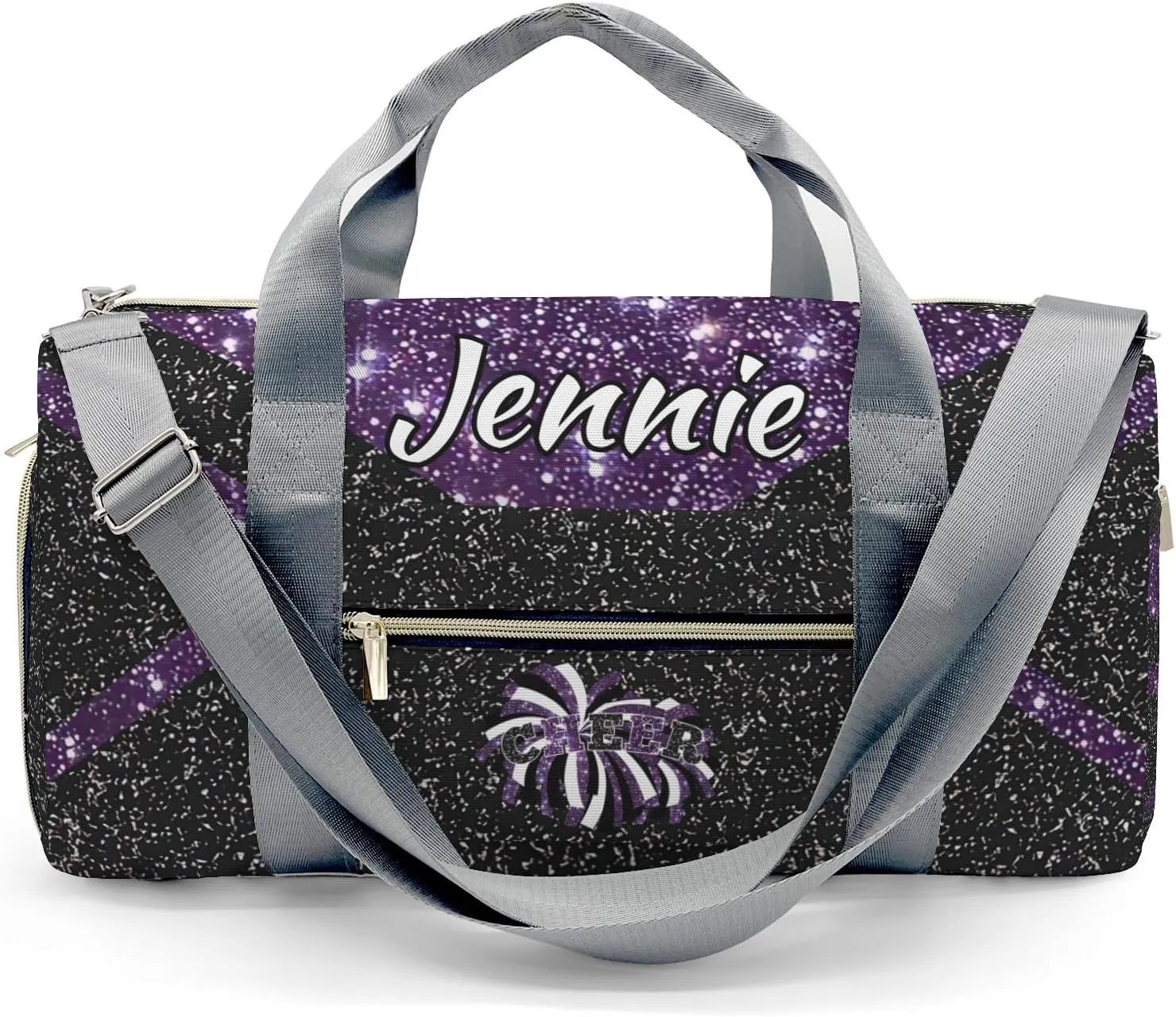 Cheerleaders Duffle Bag Teens Athletic Sport Gym Duffel Bag with Shoe Compartment Weekender Travel Bag,Dark Purple