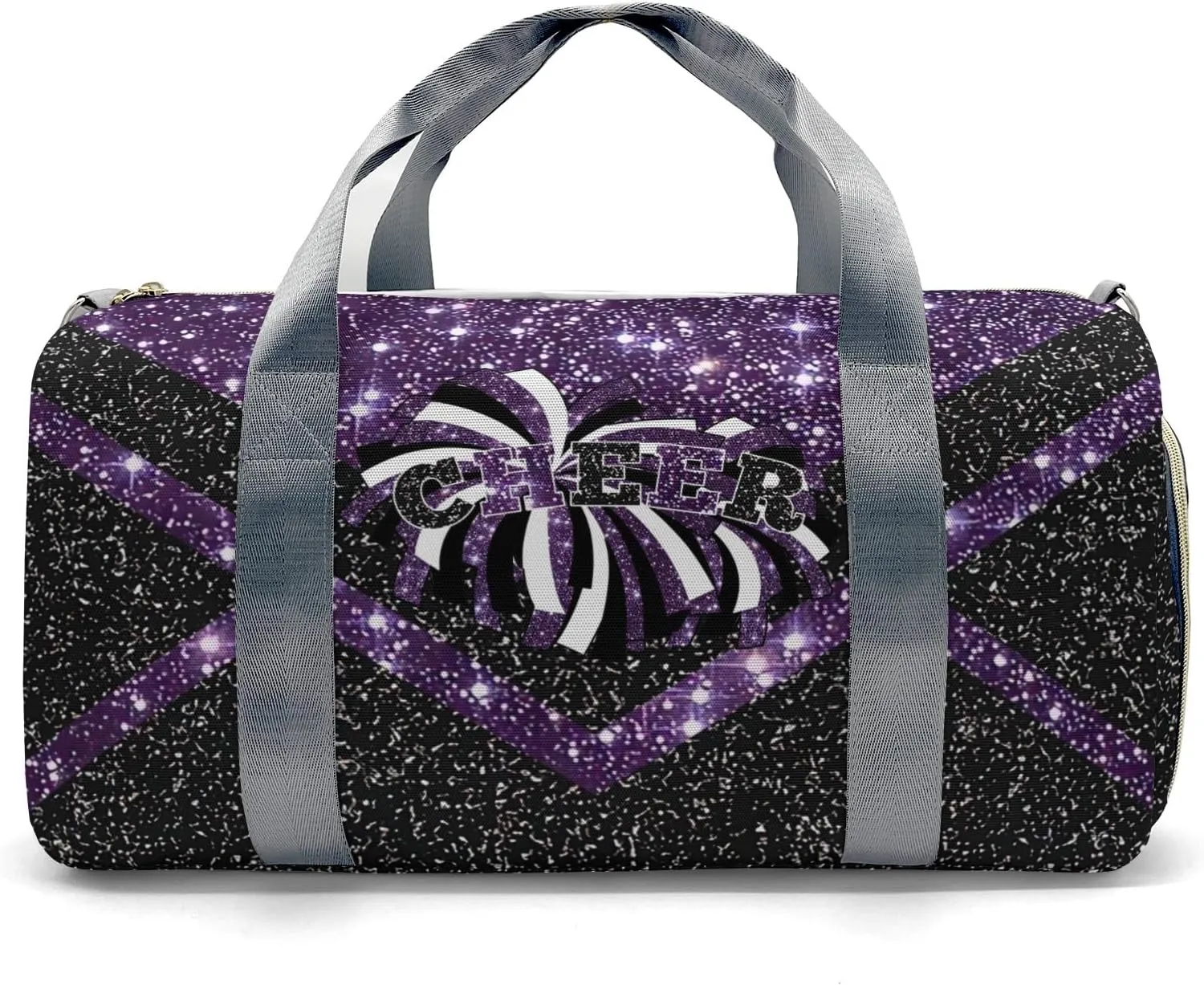 Cheerleaders Duffle Bag Teens Athletic Sport Gym Duffel Bag with Shoe Compartment Weekender Travel Bag,Dark Purple