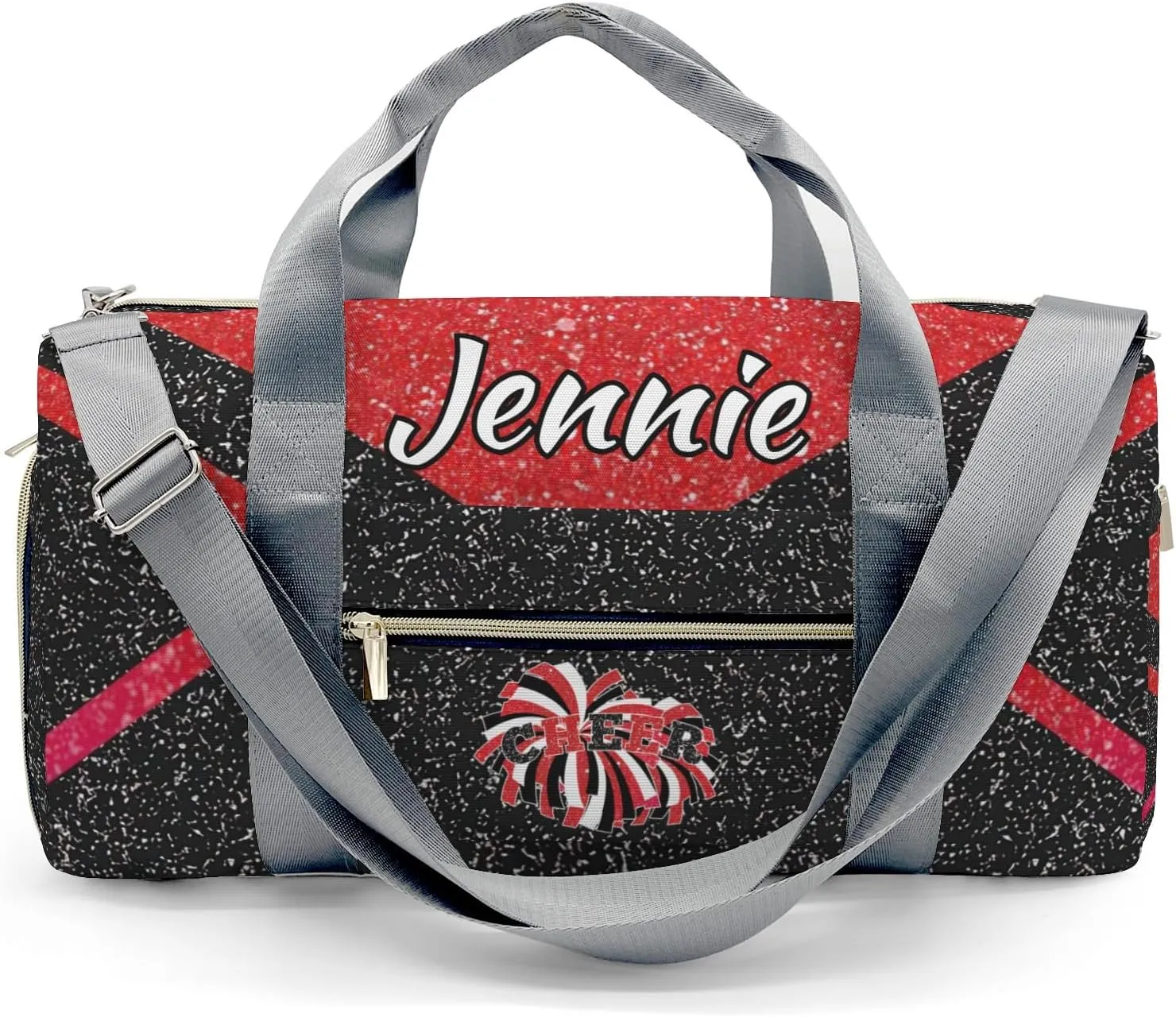 Cheerleaders Sports Gym Duffel Bag Overnight Bag Duffle Bag Teens Gymnastics Bag Sleepover Bag with Shoe Compartment,Bright Red