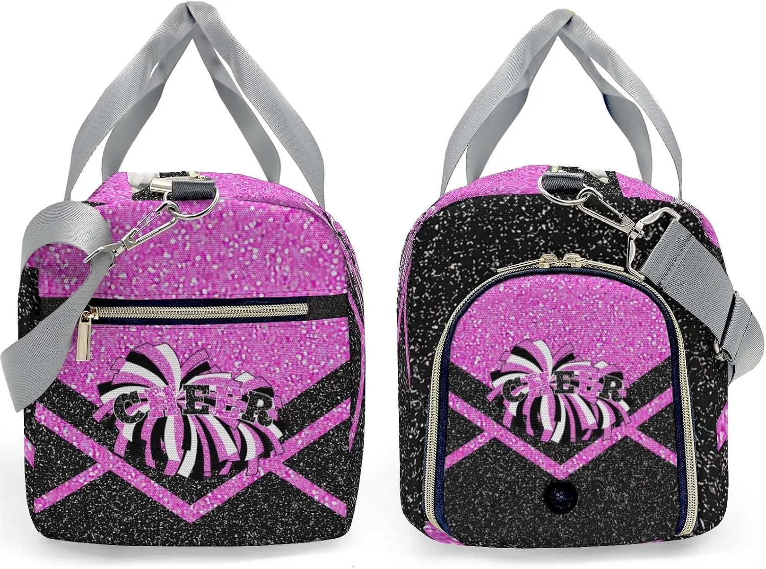 Cheerleaders Sports Gym Duffel Bag Overnight Bag Duffle Bag Teens Gymnastics Bag Sleepover Bag with Shoe Compartment,Cherry Blossom Powder