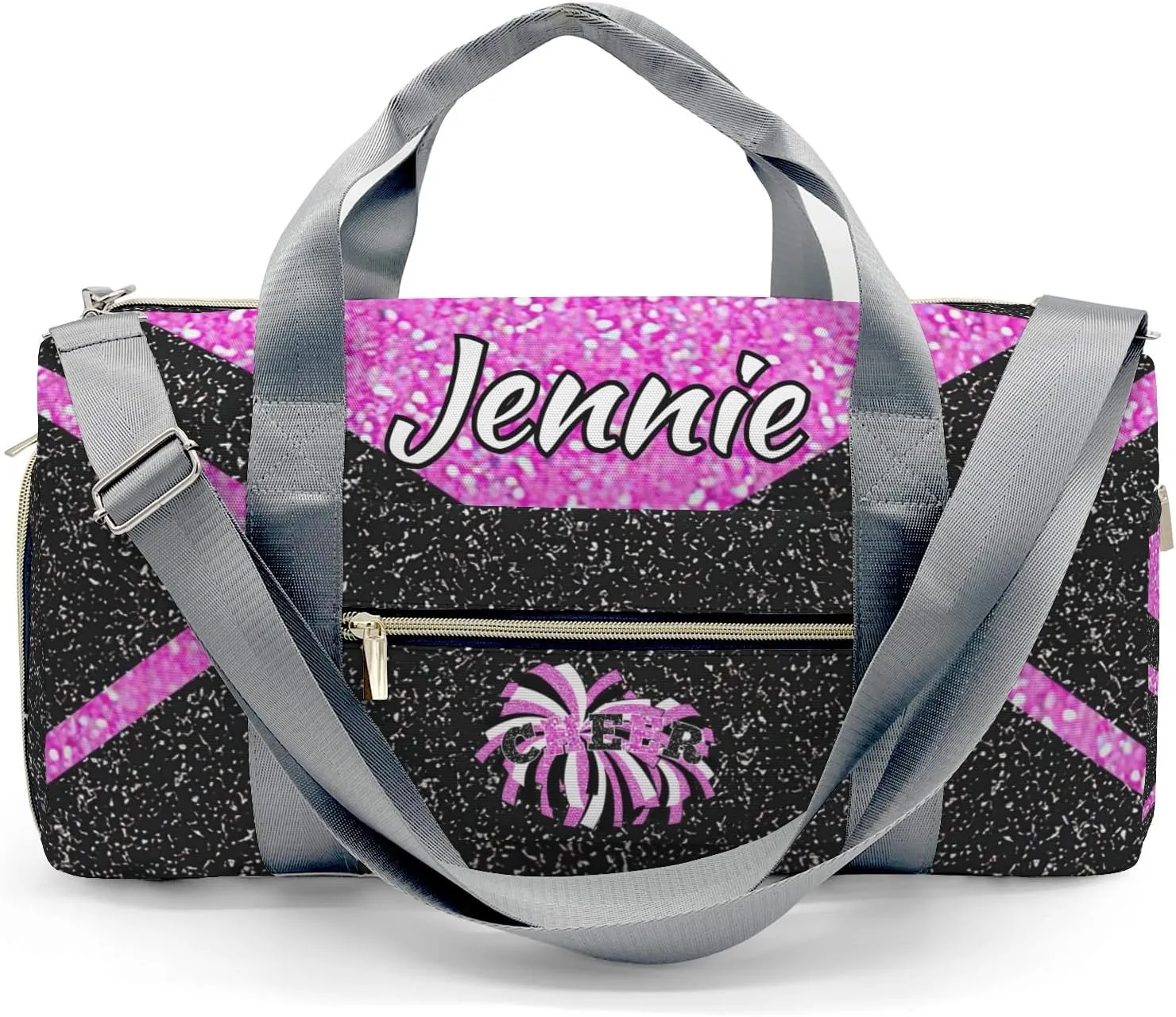 Cheerleaders Sports Gym Duffel Bag Overnight Bag Duffle Bag Teens Gymnastics Bag Sleepover Bag with Shoe Compartment,Cherry Blossom Powder