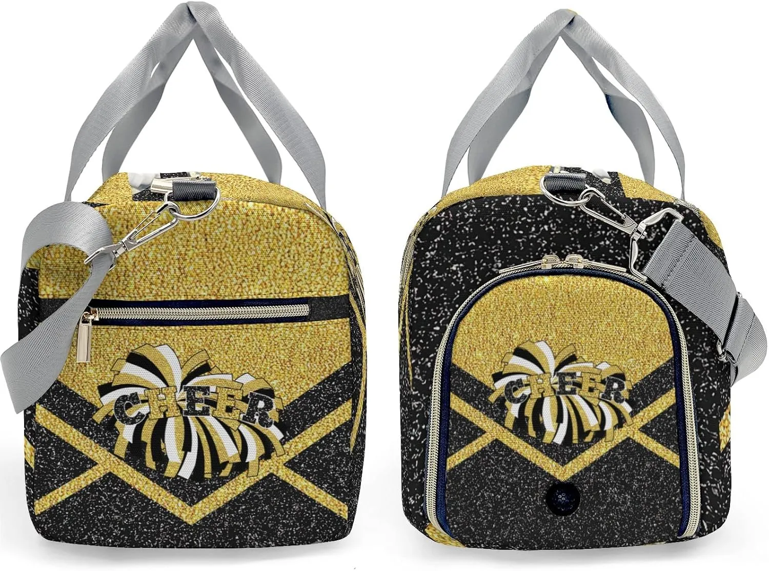 Cheerleaders Sports Gym Duffel Bag Overnight Bag Duffle Bag Teens Gymnastics Bag Sleepover Bag with Shoe Compartment,Golden