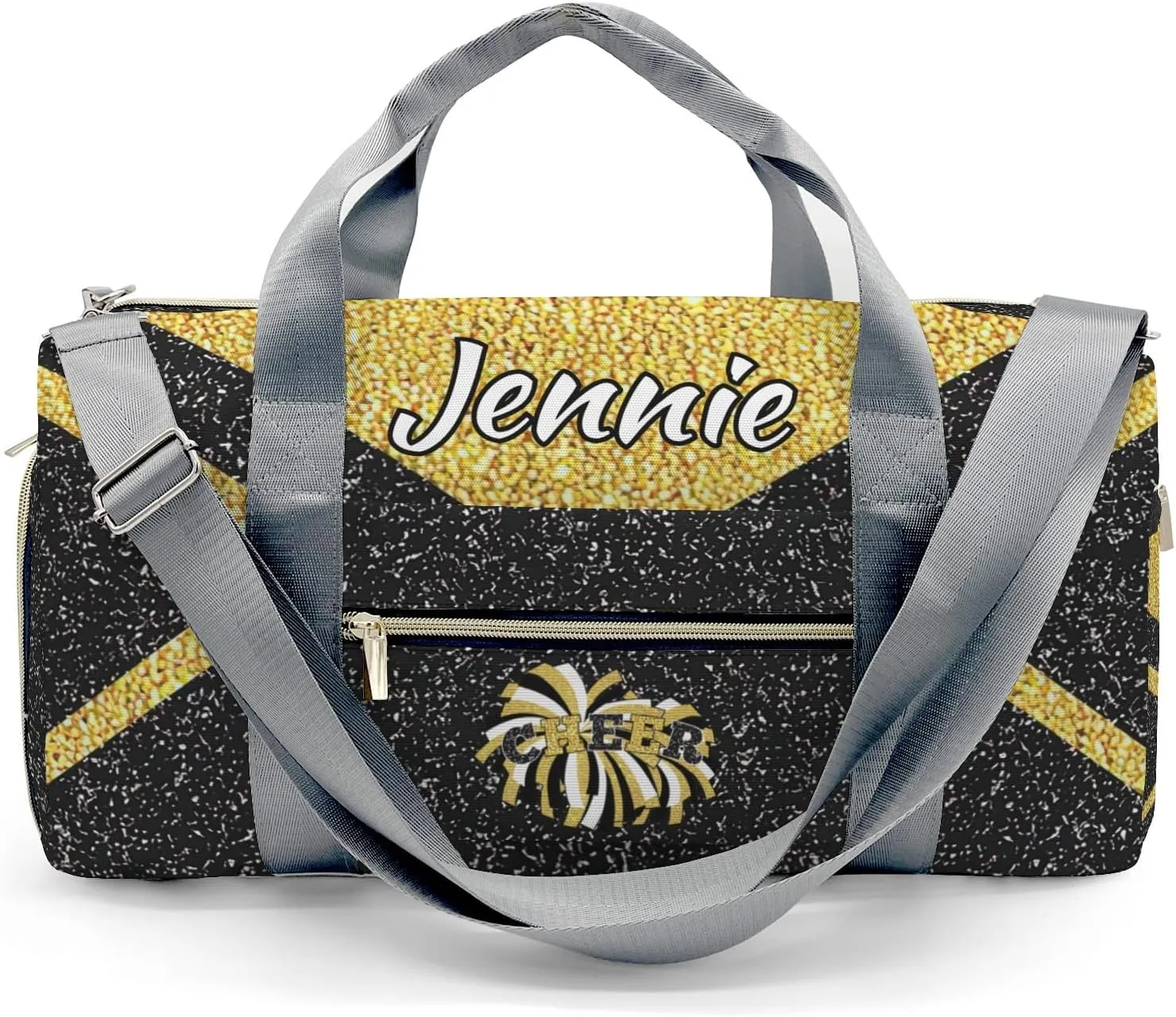 Cheerleaders Sports Gym Duffel Bag Overnight Bag Duffle Bag Teens Gymnastics Bag Sleepover Bag with Shoe Compartment,Golden