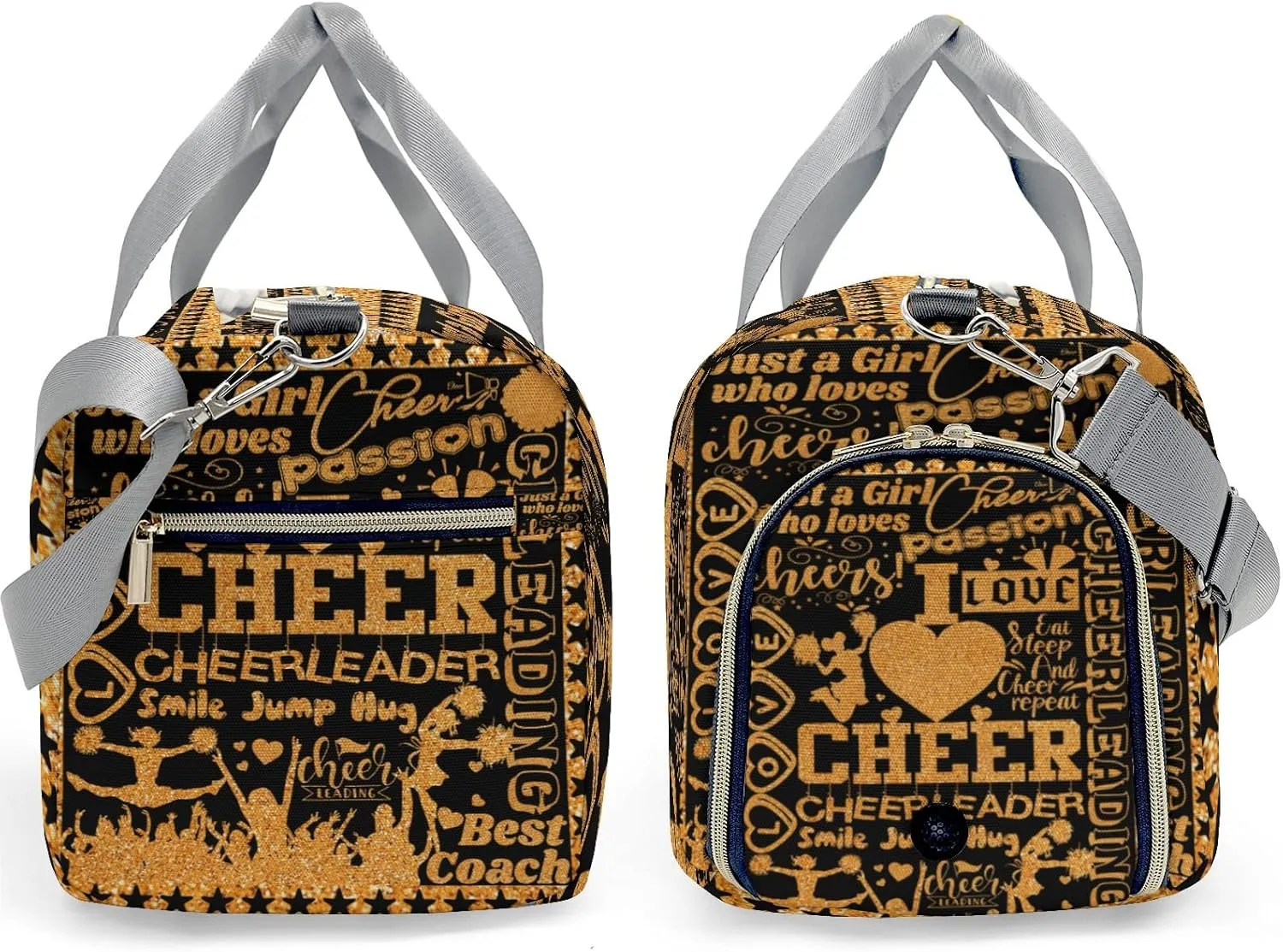 Cheerleading Cheerleader Glitter Print Waterproof Duffel Bag Gym Dance Sport Perform Training Travel Bag for Boys Girls Teens Women Men