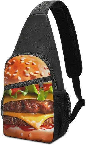 Cheeseburger Fast Food Pattern Crossbody Bags for Women Men Sling Bag Bakpack Shoulder Bag Travel Hiking Daypack