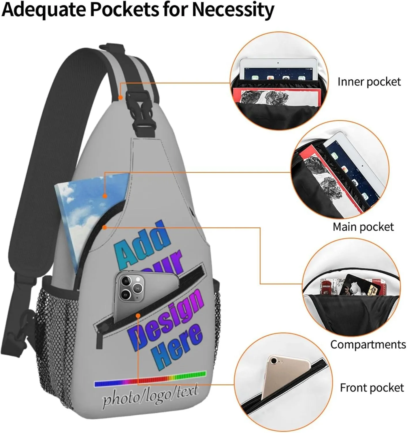Chest Bag Personalized Sling Bag Crossbody Bags Daypack Customized Backpack Add Your Name Logo Photo Men Women