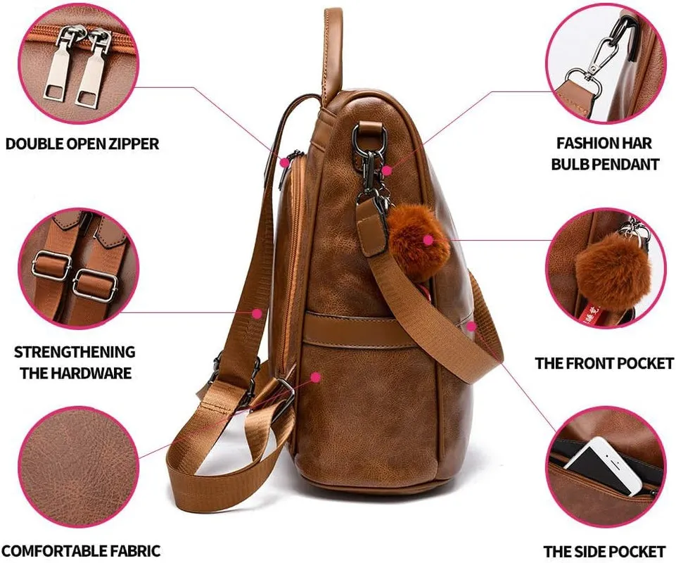 Chic & Secure PU Leather Backpack