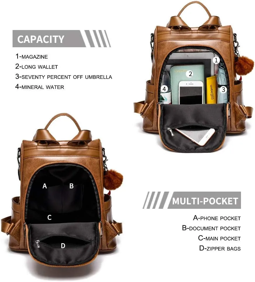 Chic & Secure PU Leather Backpack