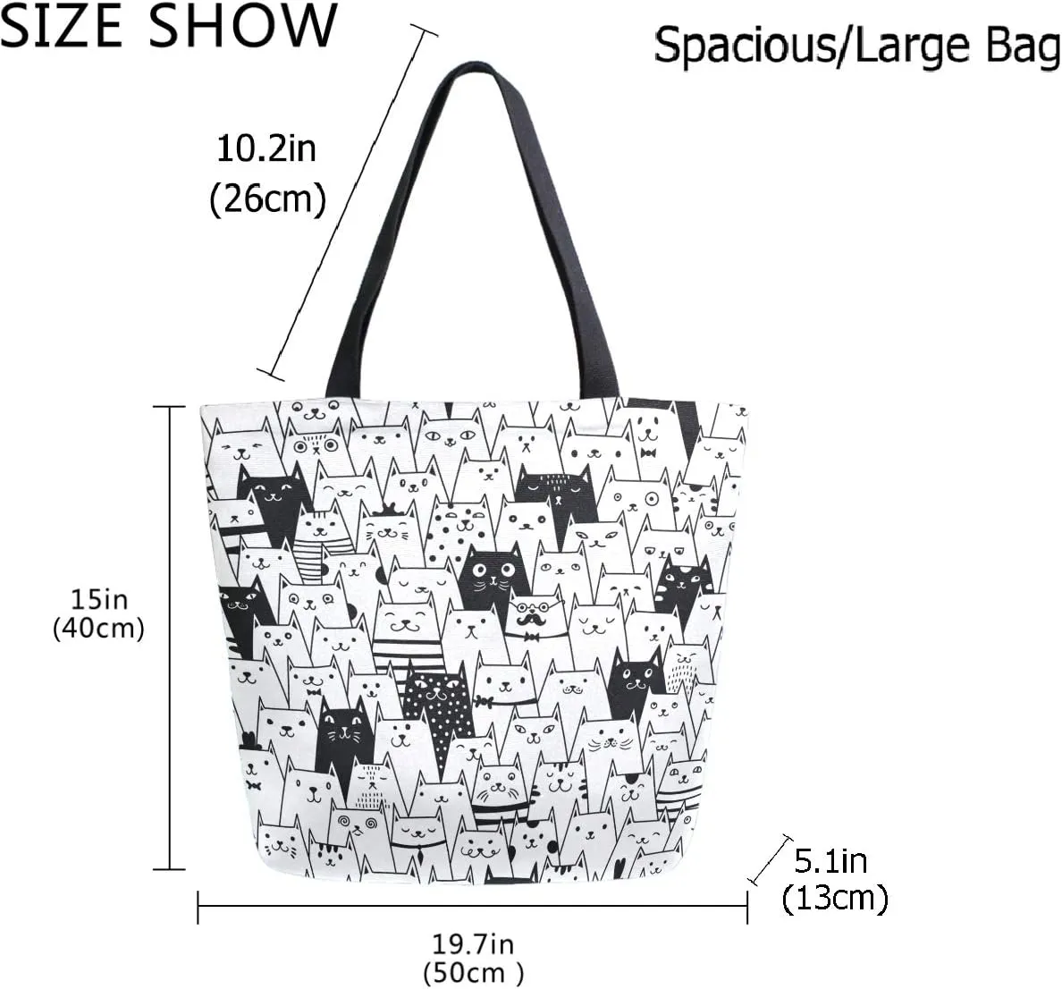 Chic Cute Fashion Style Pattern Extra Large Shoulder Tote Bag for Beach Travel Weekender Gym Grocery Shopping