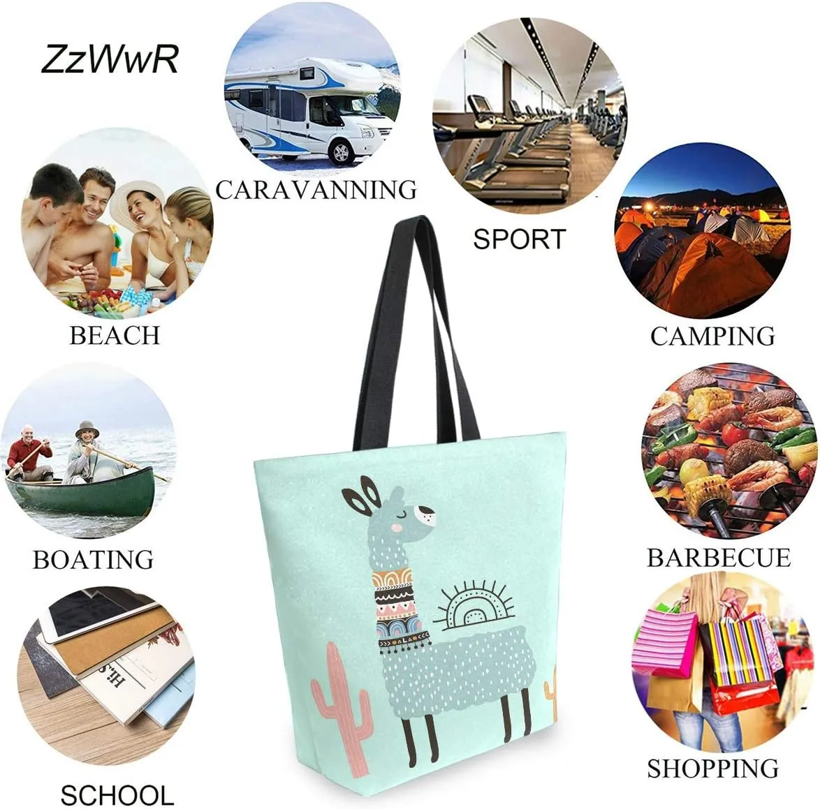 Chic Cute Fashion Style Pattern Extra Large Shoulder Tote Bag for Beach Travel Weekender Gym Grocery Shopping