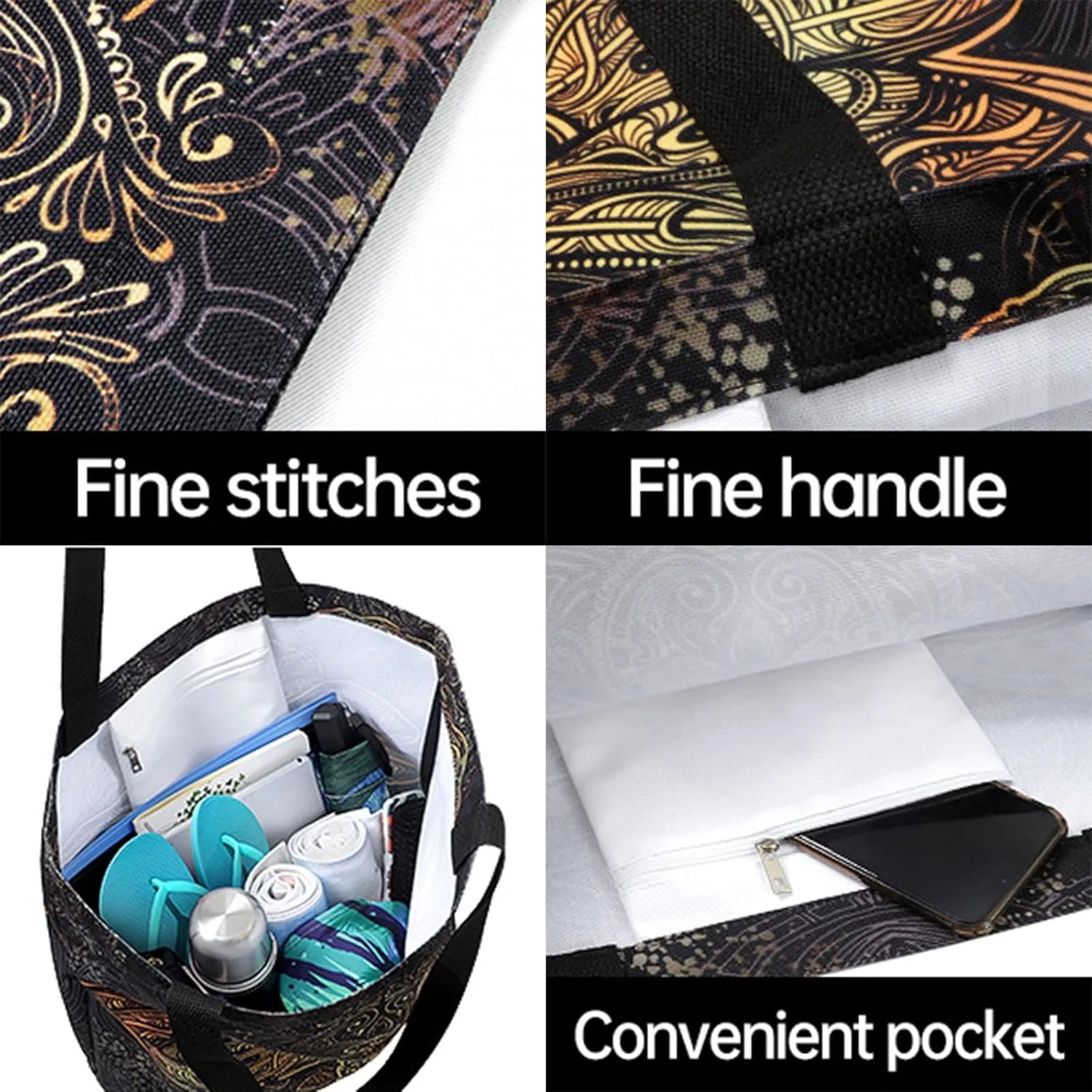 Chic Cute Fashion Style Pattern Extra Large Shoulder Tote Bag for Beach Travel Weekender Gym Grocery Shopping