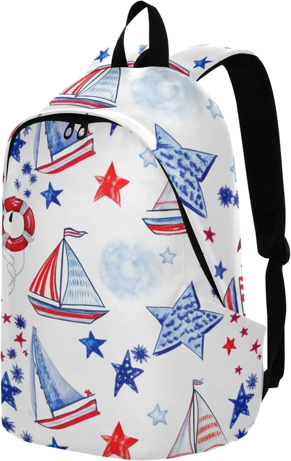 CHIFIGNO Cute Backpack for Women Daypack American Flag Ship Custom Cool Backpacks for Teen Girls